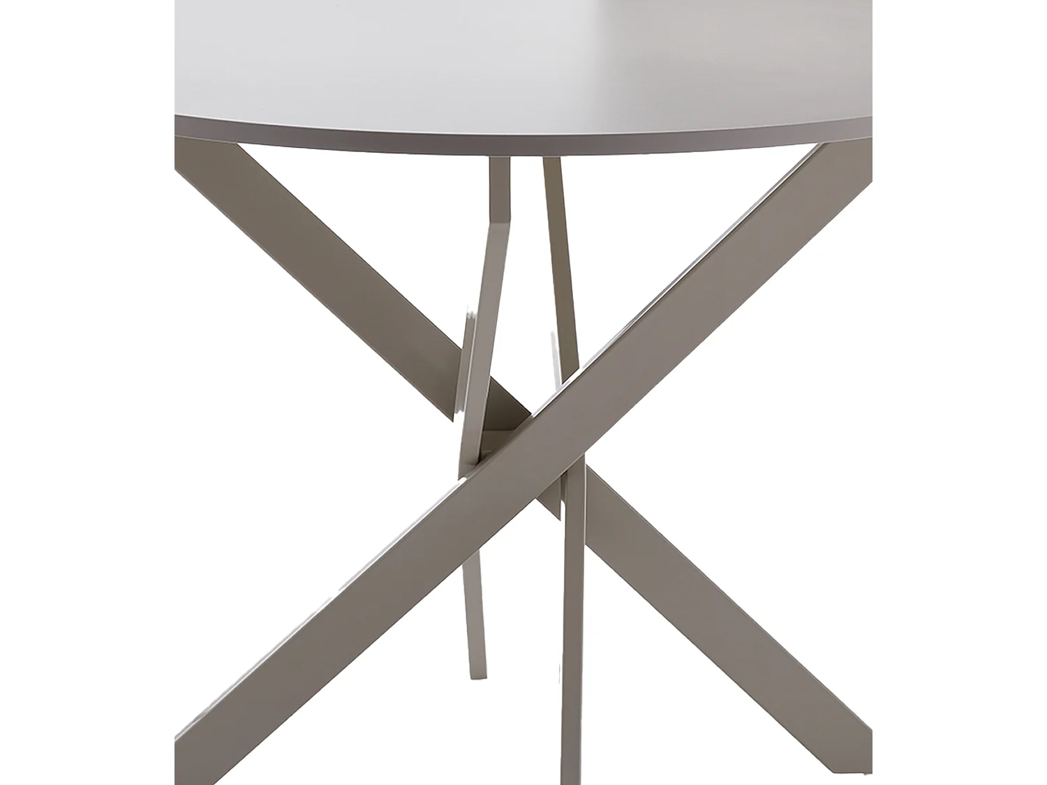 Mesa redonda de 75x120x120 cm con tapa de melamina y patas metálicas en color crema Blake