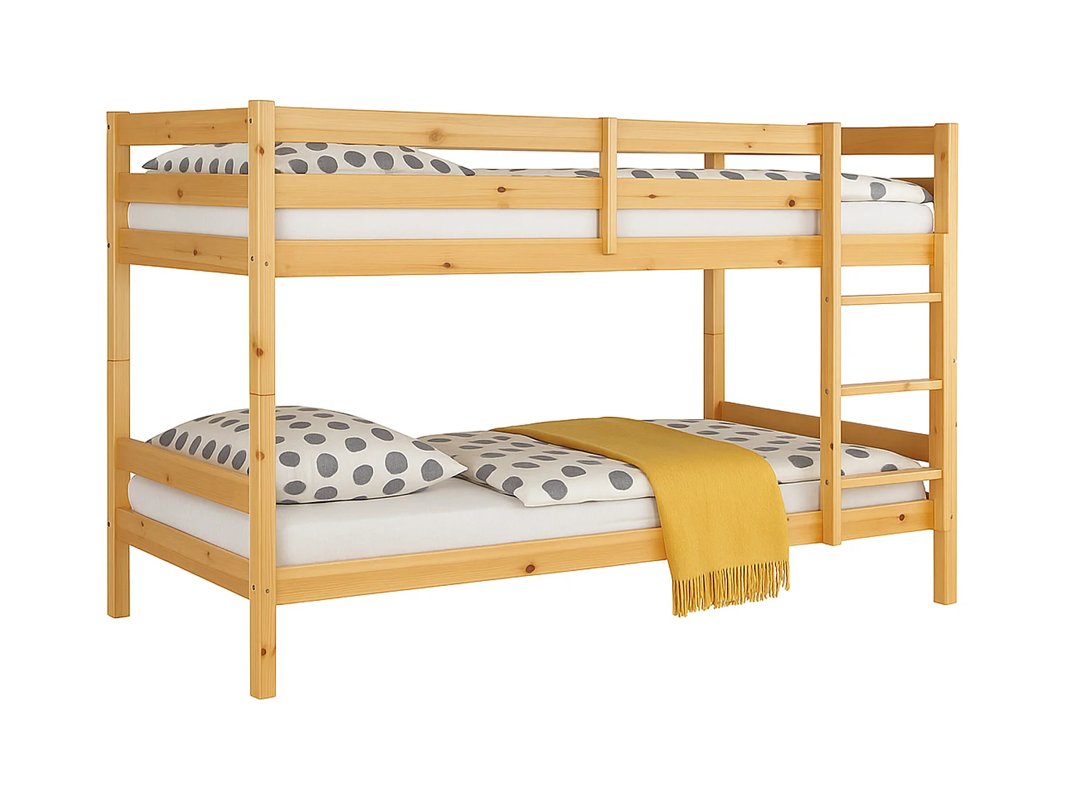 Litera de 140x97x207 cm de madera maciza de pino convertible en 2 camas en beige Martu