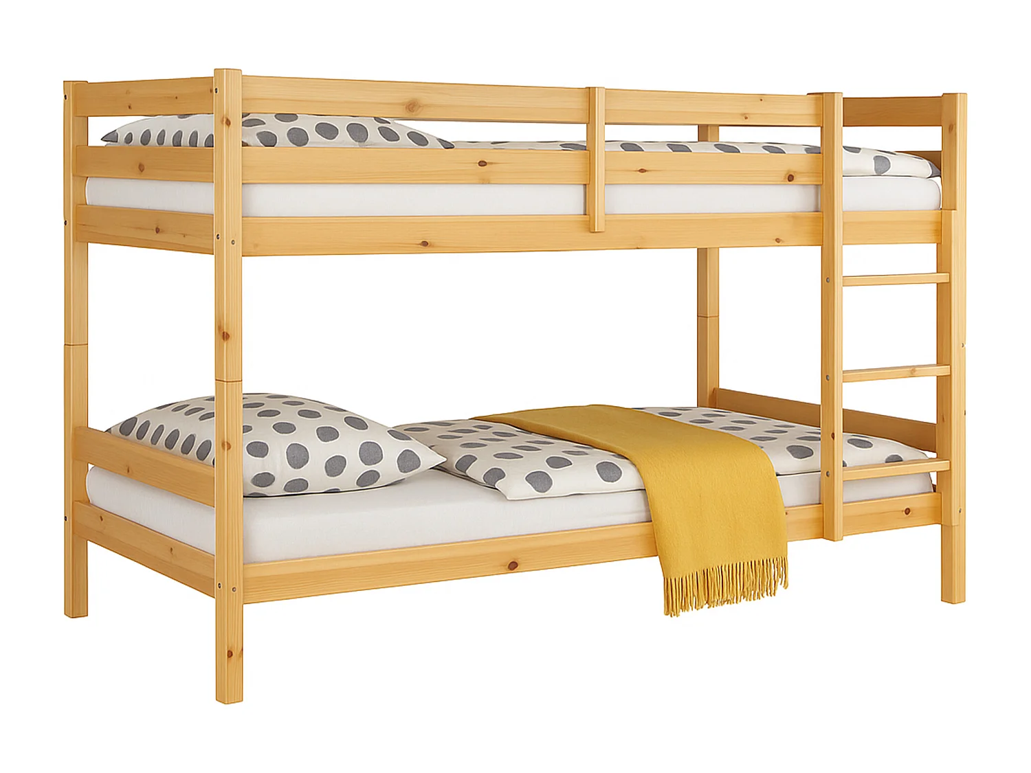 Litera de 140x97x207 cm de madera maciza de pino convertible en 2 camas en beige Martu