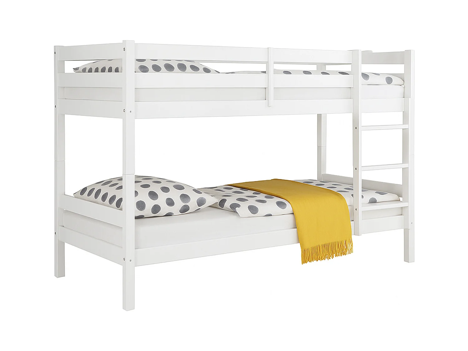 Litera de 140x97x207 cm de madera maciza de pino convertible en 2 camas en blanco Martu