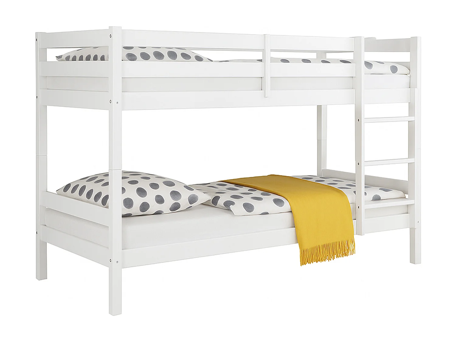 Litera de 140x97x207 cm de madera maciza de pino convertible en 2 camas en blanco Martu