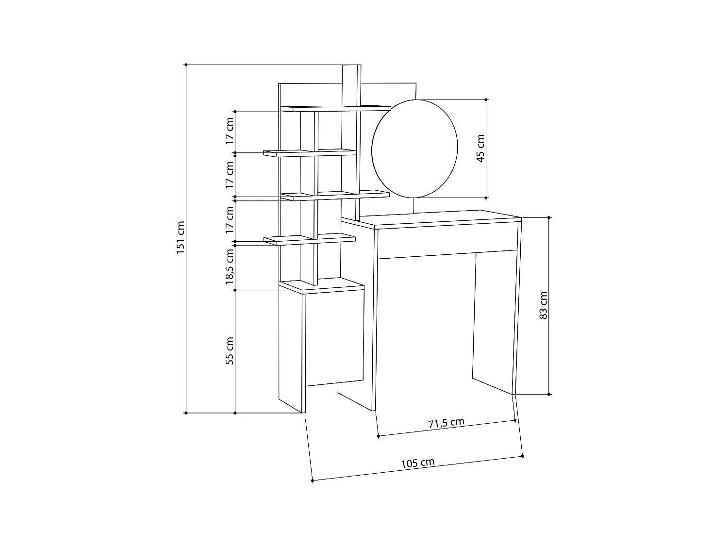 Kaptafel 10 planken 1 deur H151 cm - Mup
