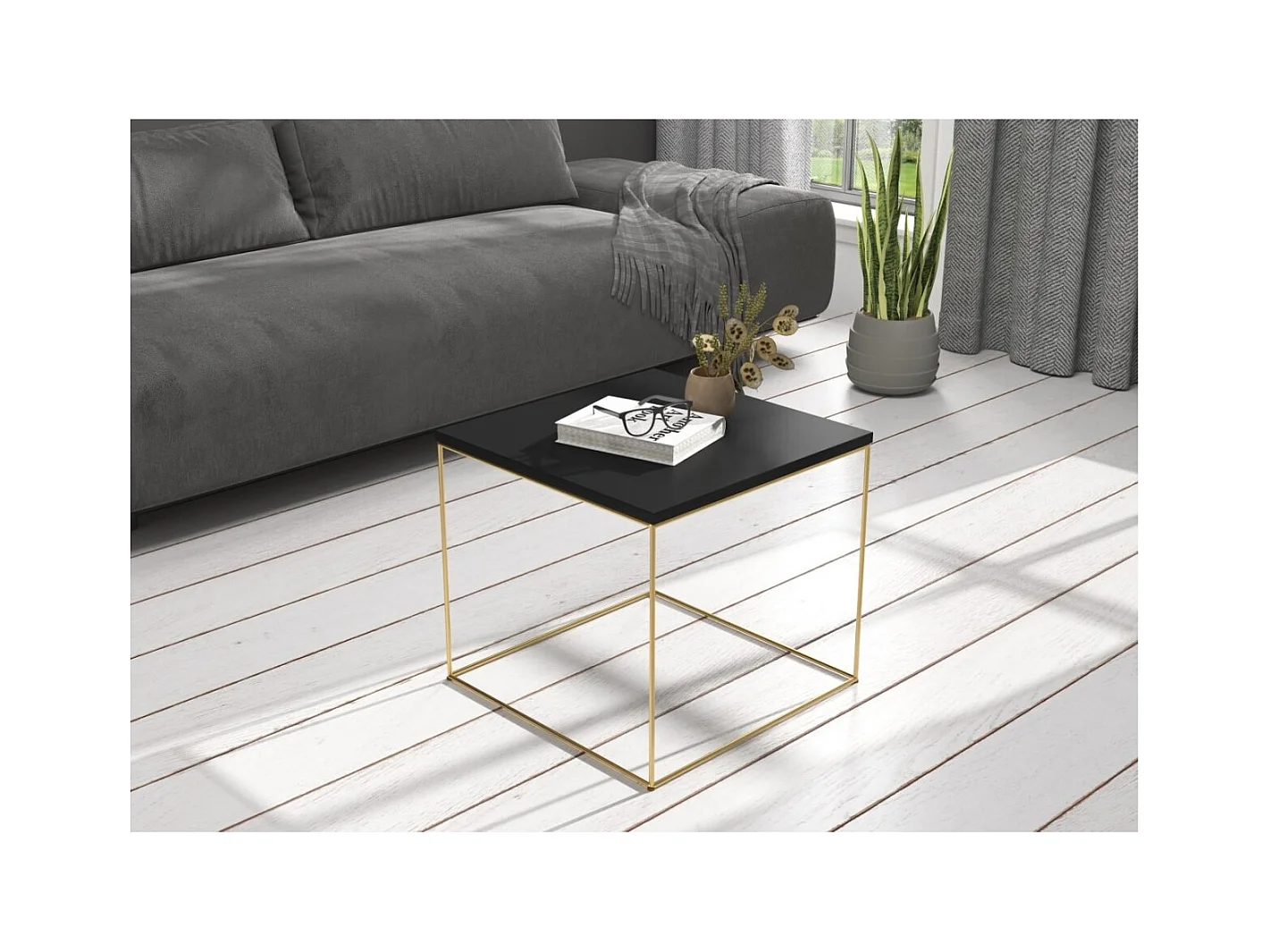 Table basse Alina Premium/Contreplaqué/Métal/Noire