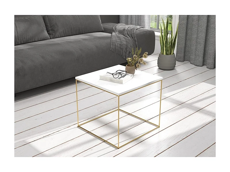 Table basse Alina Premium/Contreplaqué/Métal/Blanc