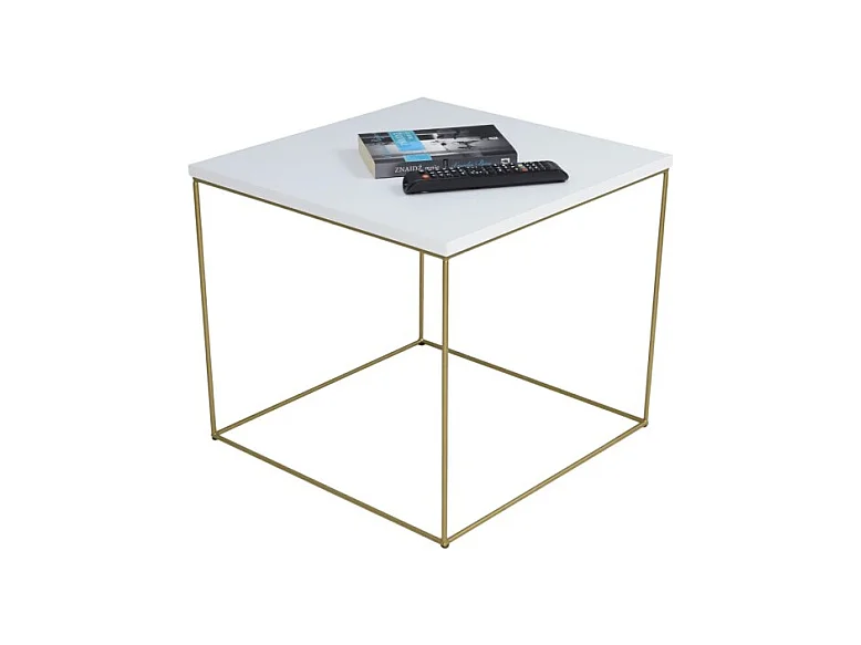 Tavolino Alina Premium/Compensato/Metallo/Bianco