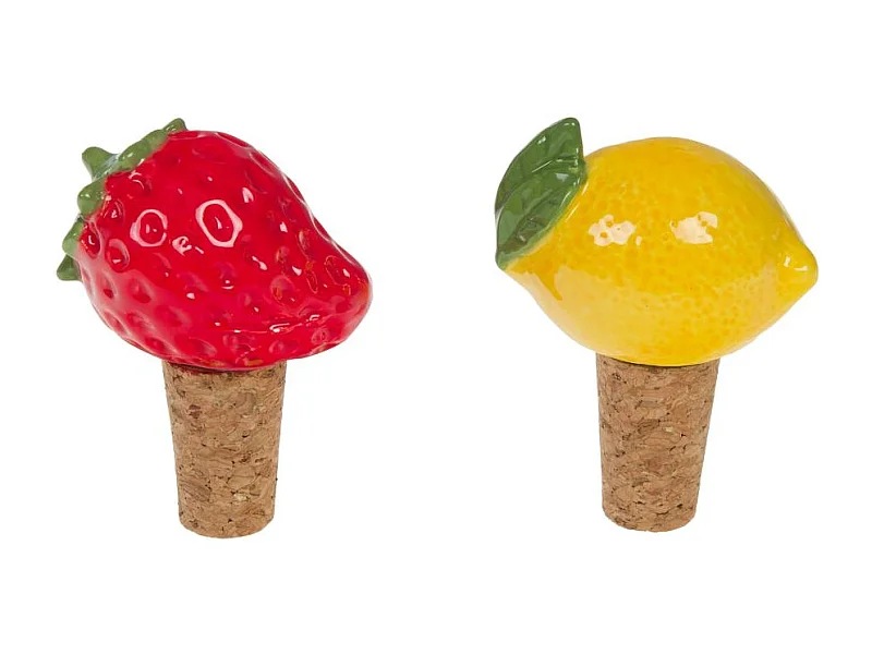 Coffret de 2 bouchons déco fruits