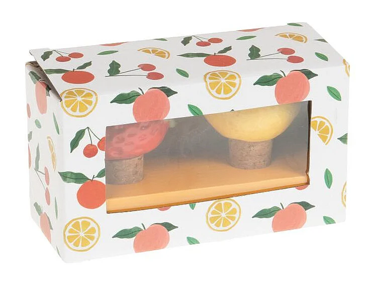 Coffret de 2 bouchons déco fruits