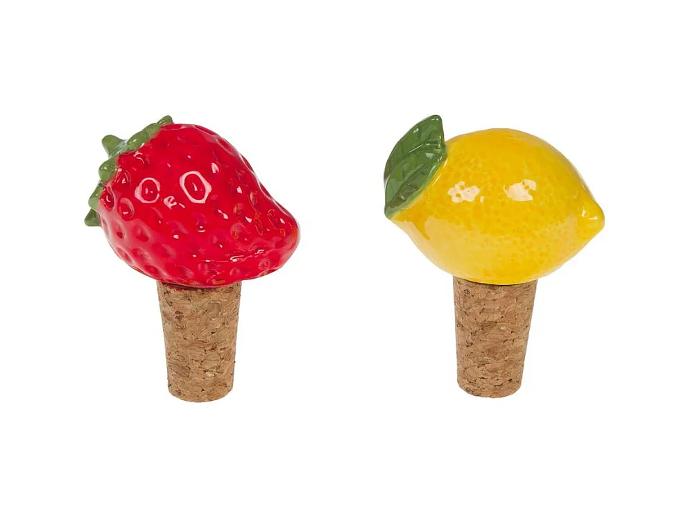 Coffret de 2 bouchons déco fruits
