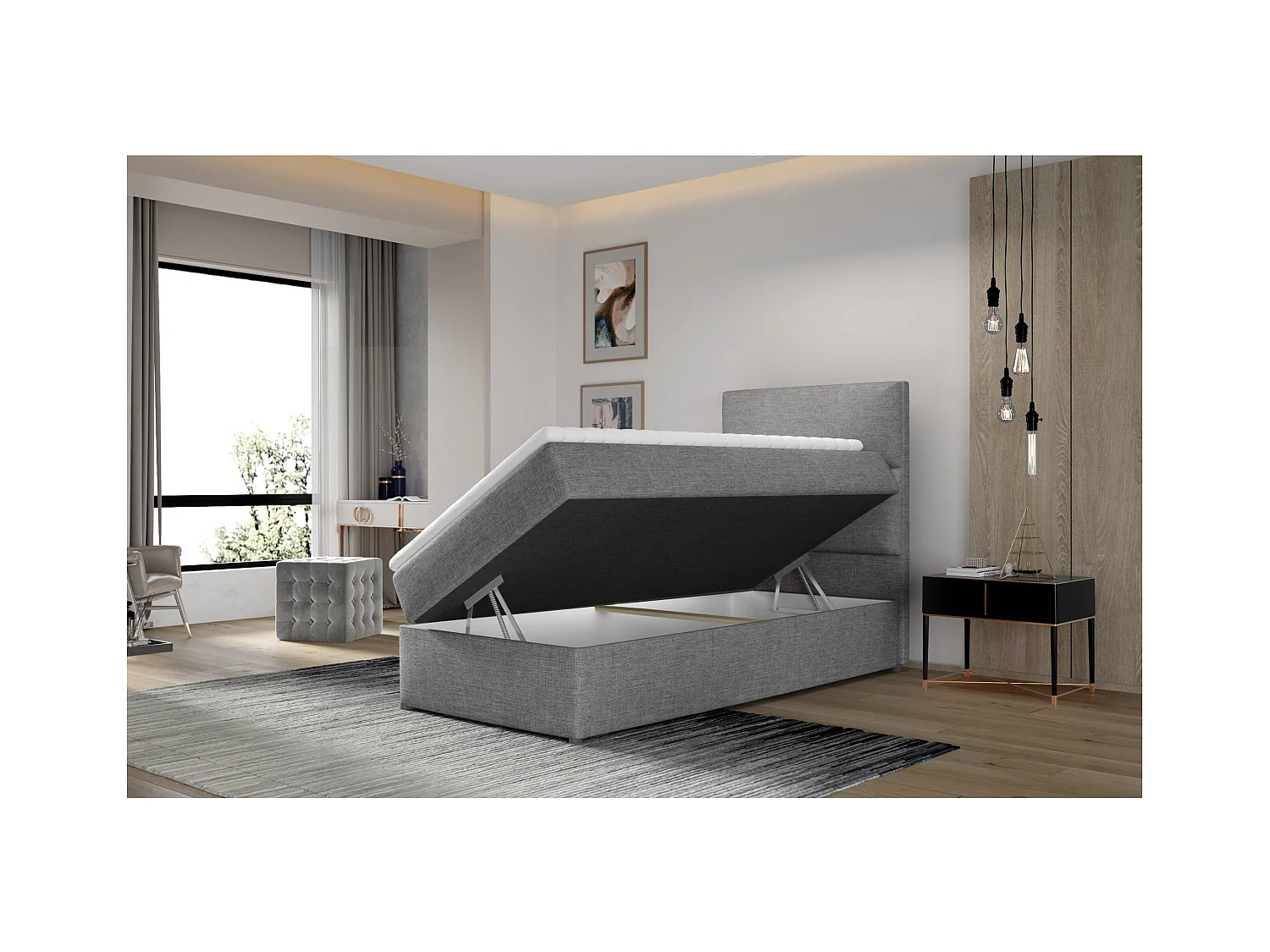 Boxspringbett  Revo 90x200) / An Lager/Matratze inklusive/Beige