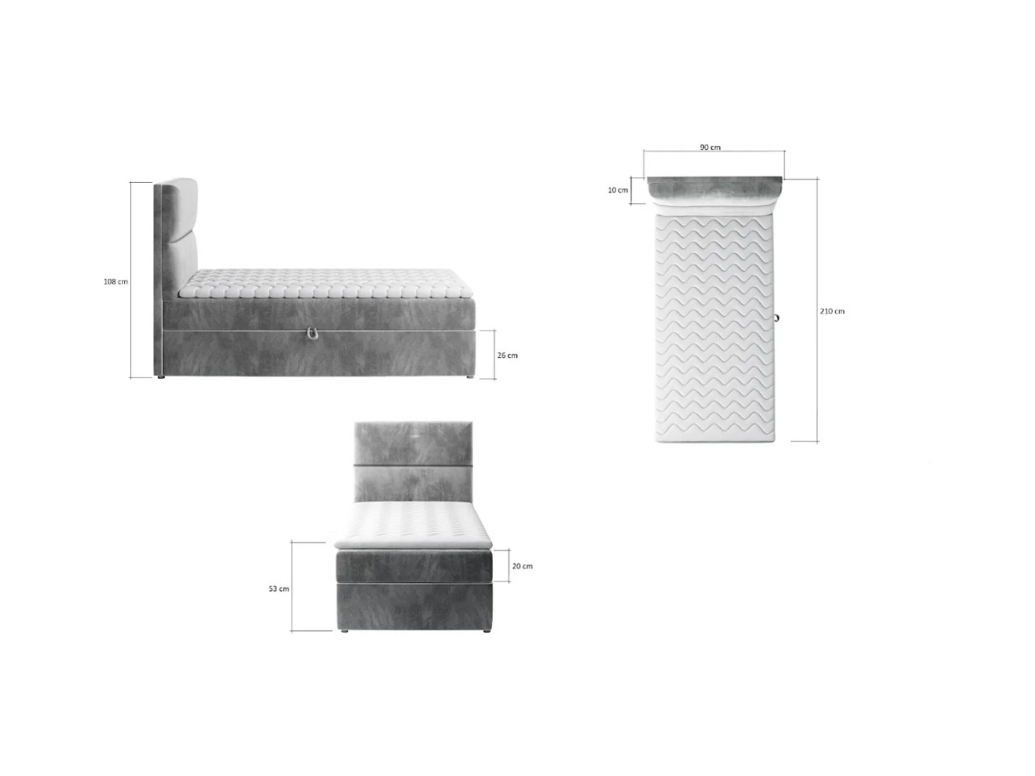 Boxspringbett  Revo 90x200) / An Lager/Matratze inklusive/Beige