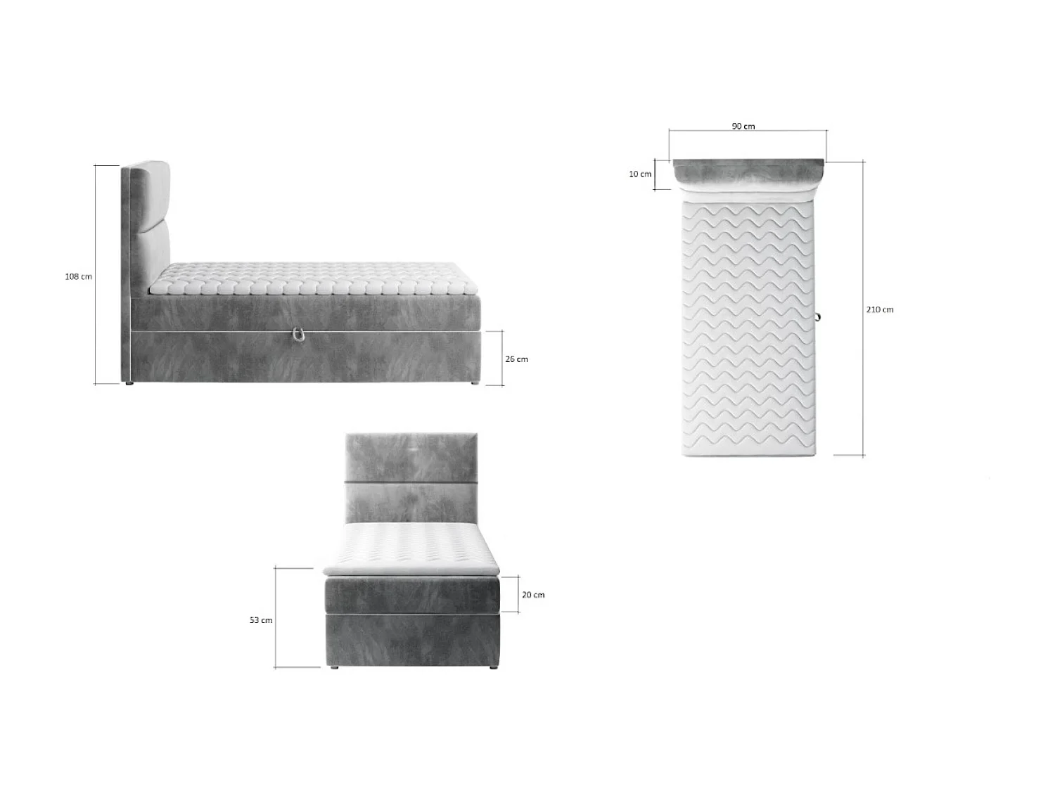 Box Spring Letto Revo (90x200) / In Magazzino/materasso incluso/Beige