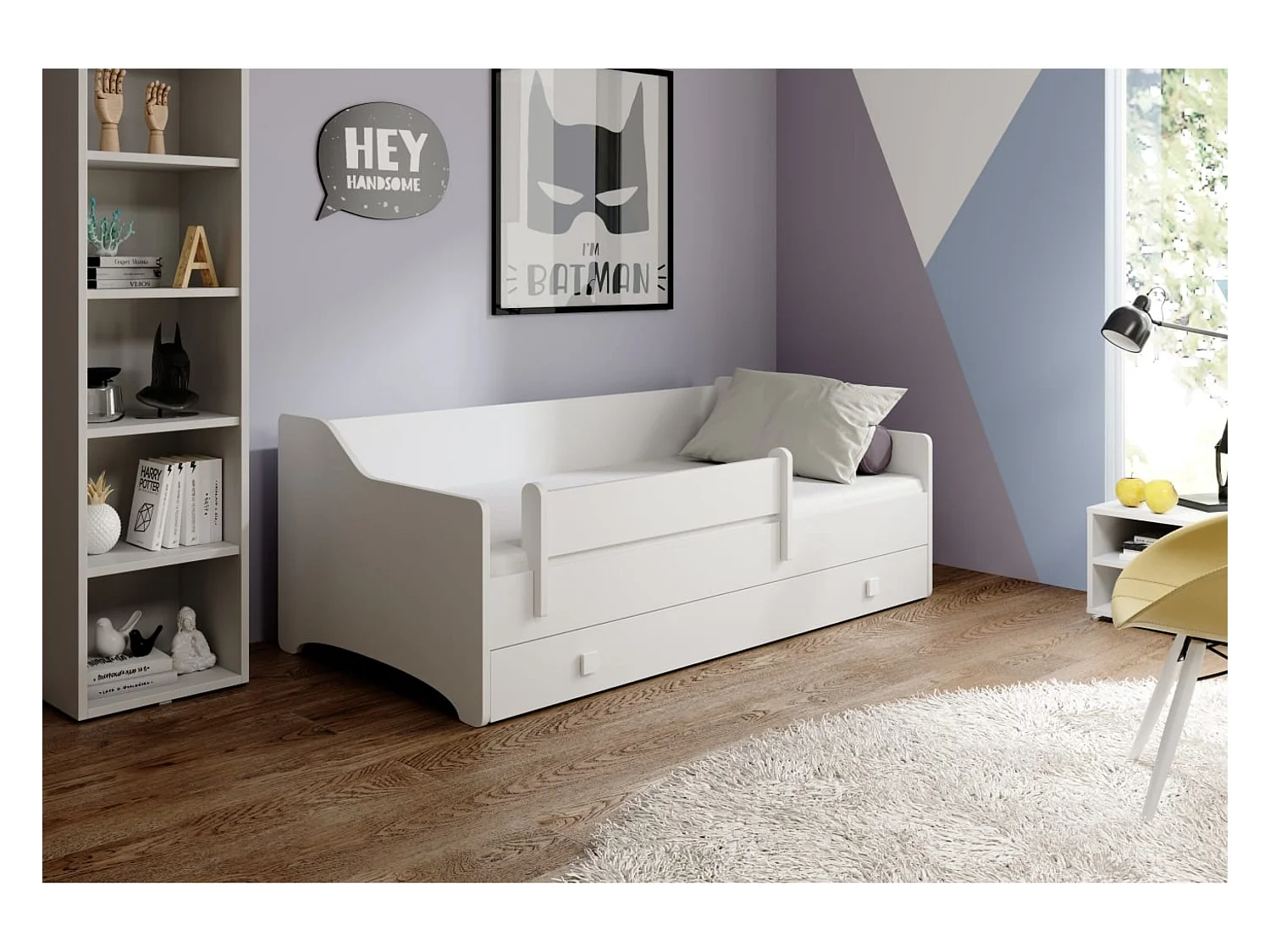 Lit Leoni (80x160)/matelas inclus/blanc