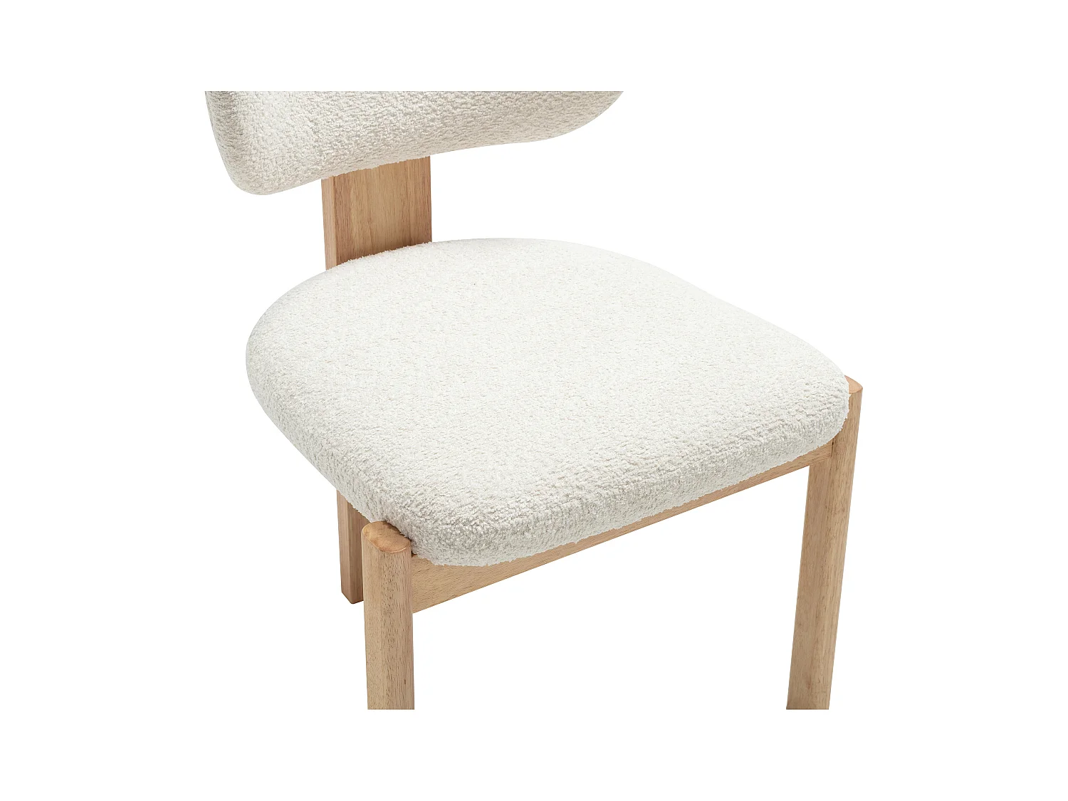 Set om 6 stolar i bouclé-tyg och gummitträd - Vit - WILANA