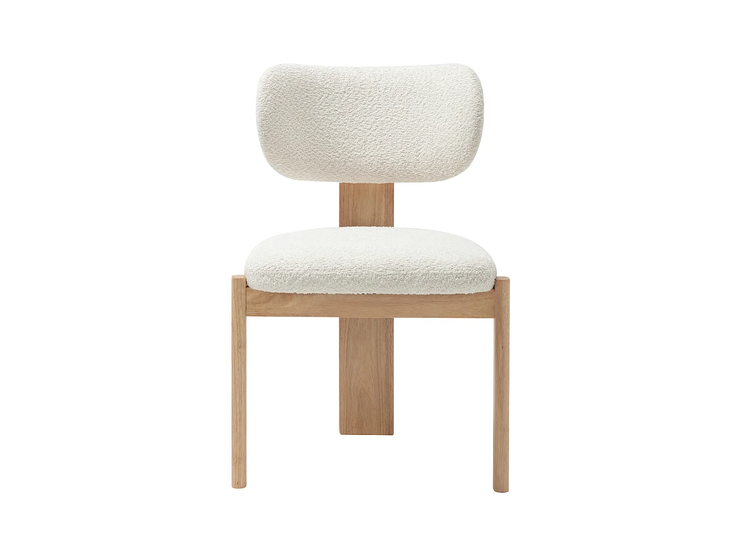 Set om 6 stolar i bouclé-tyg och gummitträd - Vit - WILANA