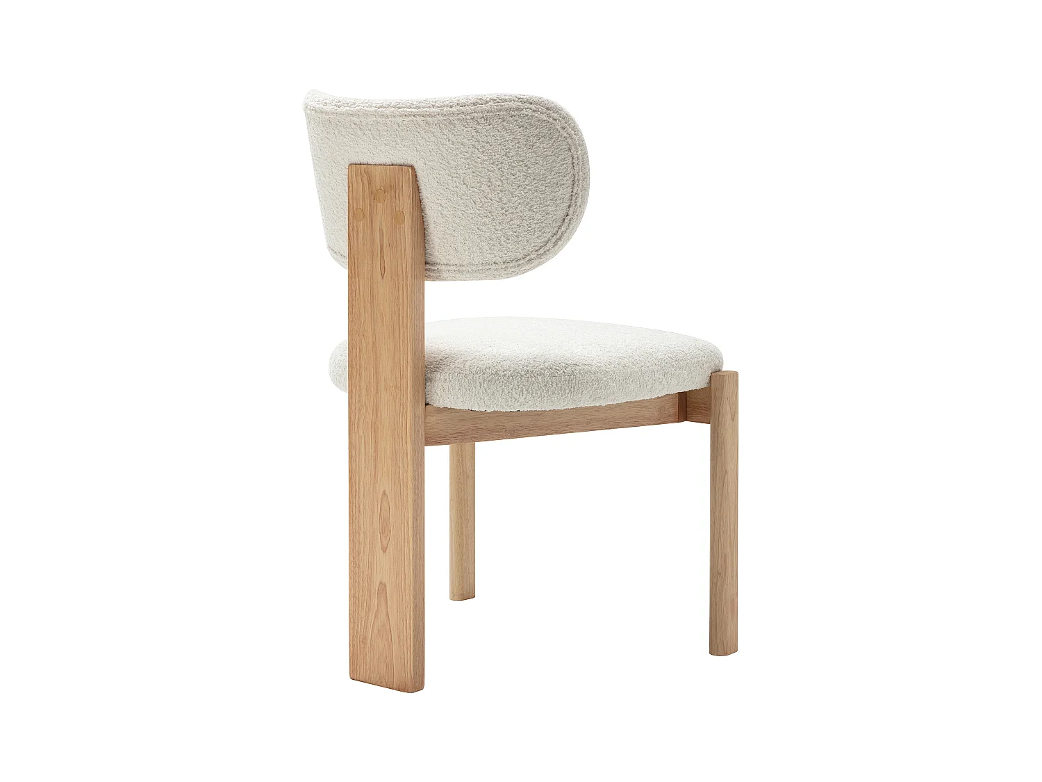 Set om 6 stolar i bouclé-tyg och gummitträd - Vit - WILANA