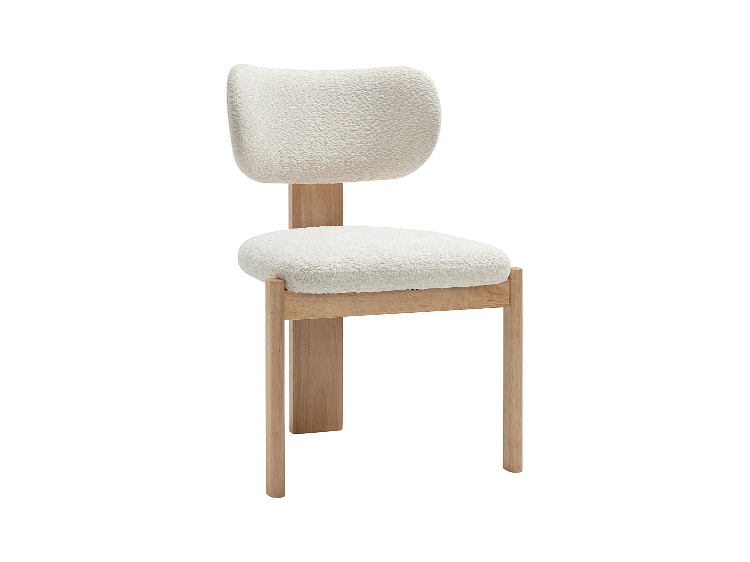 Set om 6 stolar i bouclé-tyg och gummitträd - Vit - WILANA