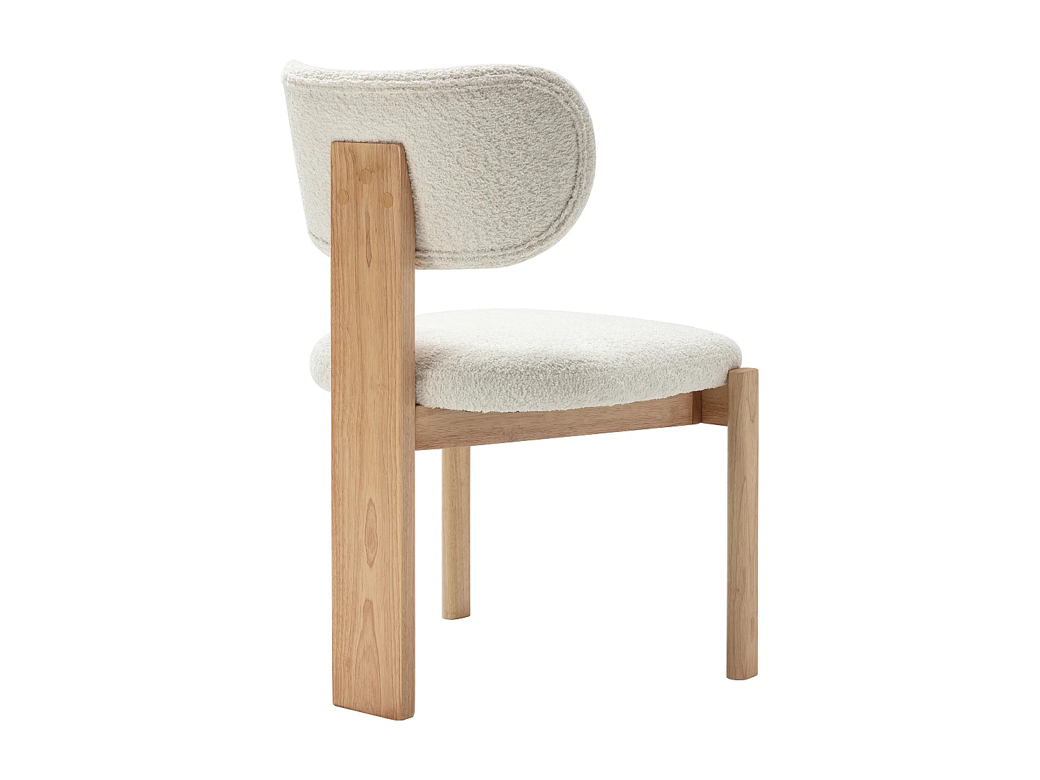 Lot de 6 chaises en tissu bouclette et bois d'hévéa - Blanc - WILANA