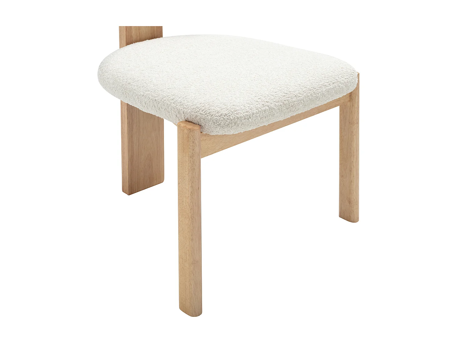 Lot de 6 chaises en tissu bouclette et bois d'hévéa - Blanc - WILANA