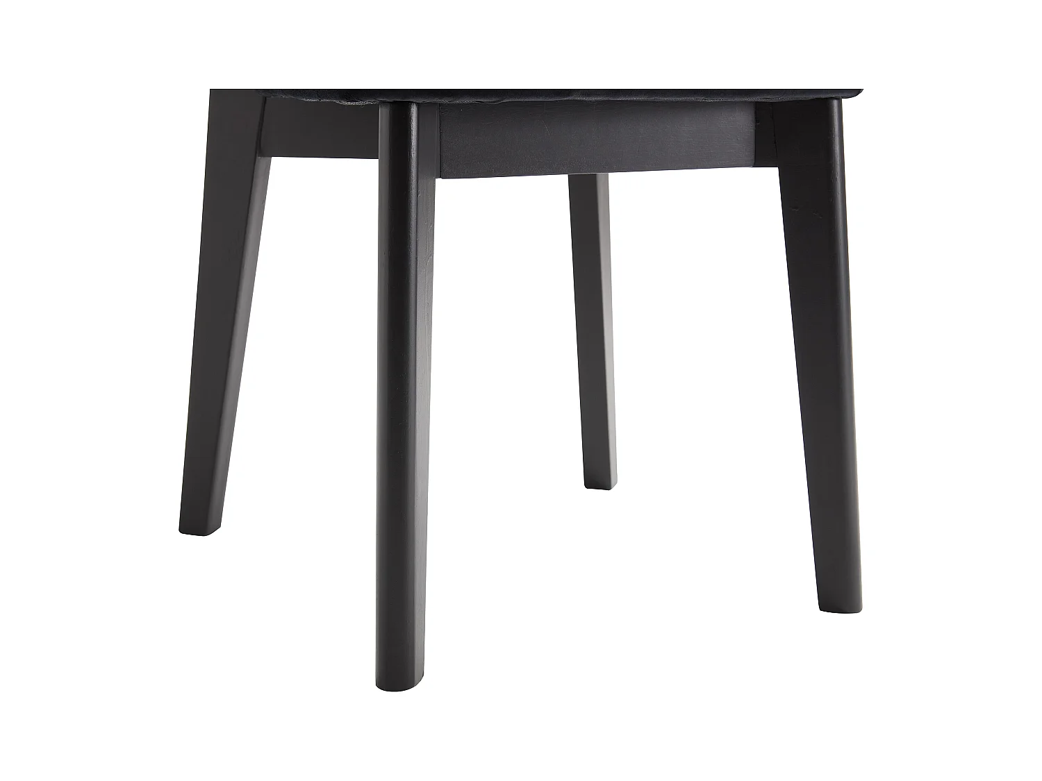 Lot de 6 chaises en velours, effet rotin et bois d'hévéa - Noir - CALENYA