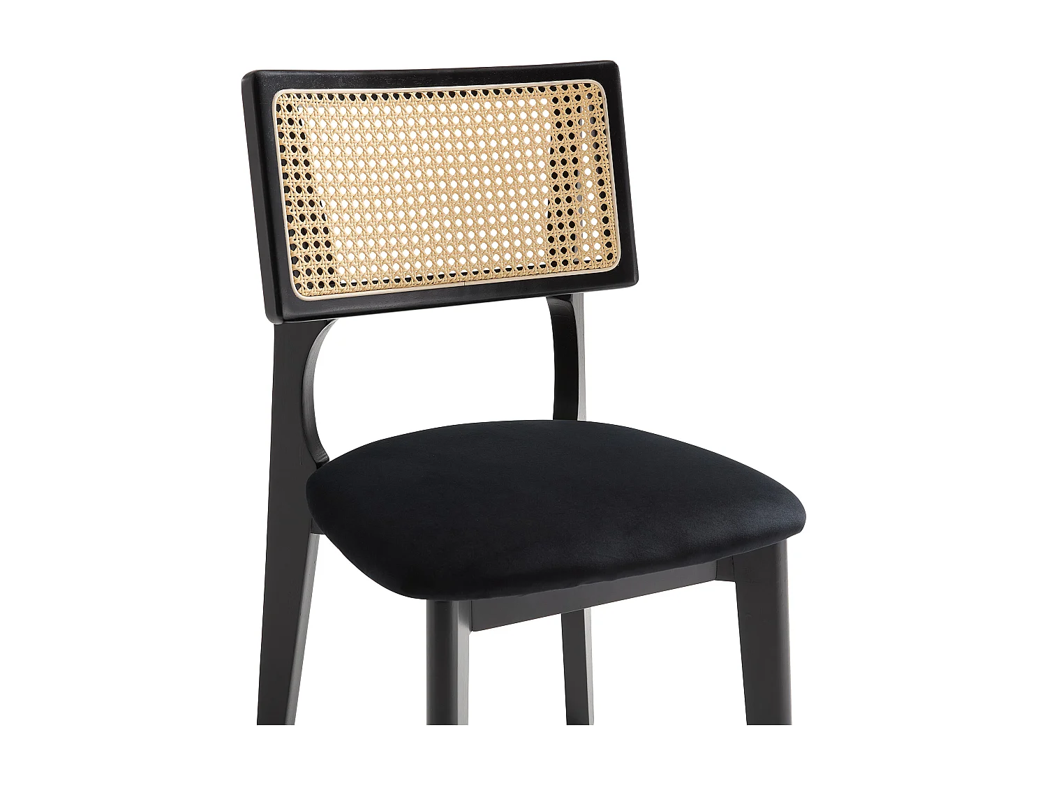 Sæt med 6 fløjlsortkamkso ræssfarvede fløjlsrattan-effekt og heveawodevare - Sort - CALENYA