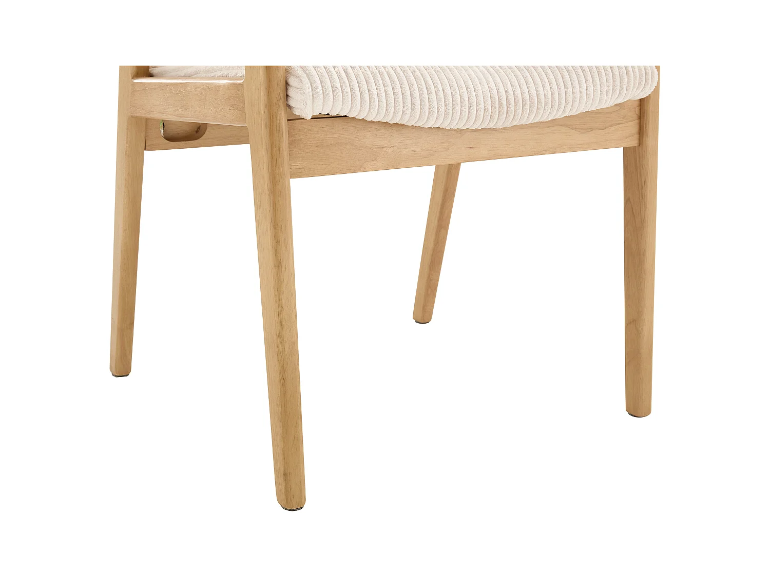 Lot de 6 chaises avec accoudoirs en velours côtelé et bois d'hévéa - Crème - FILDON