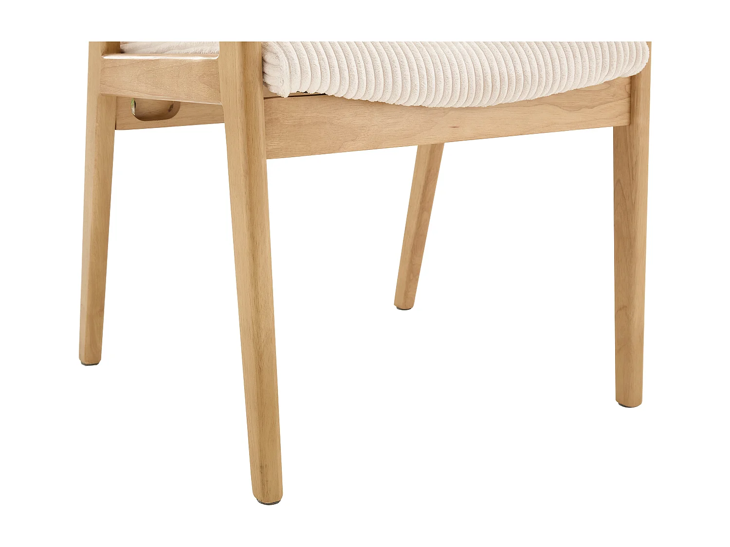 Lot de 6 chaises avec accoudoirs en velours côtelé et bois d'hévéa - Crème - FILDON