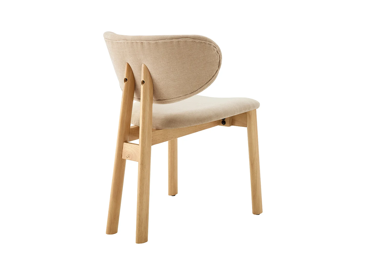 Lot de 6 chaises en tissu et bois d'hévéa - Beige - FALDRA