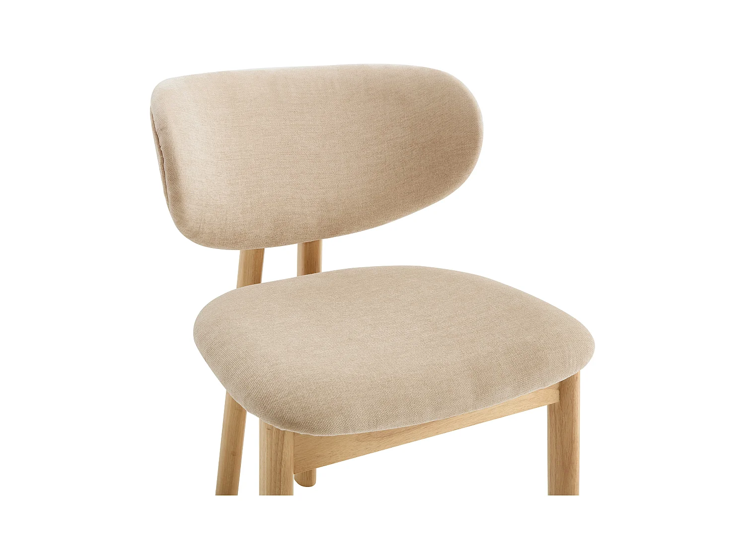 Lot de 6 chaises en tissu et bois d'hévéa - Beige - FALDRA
