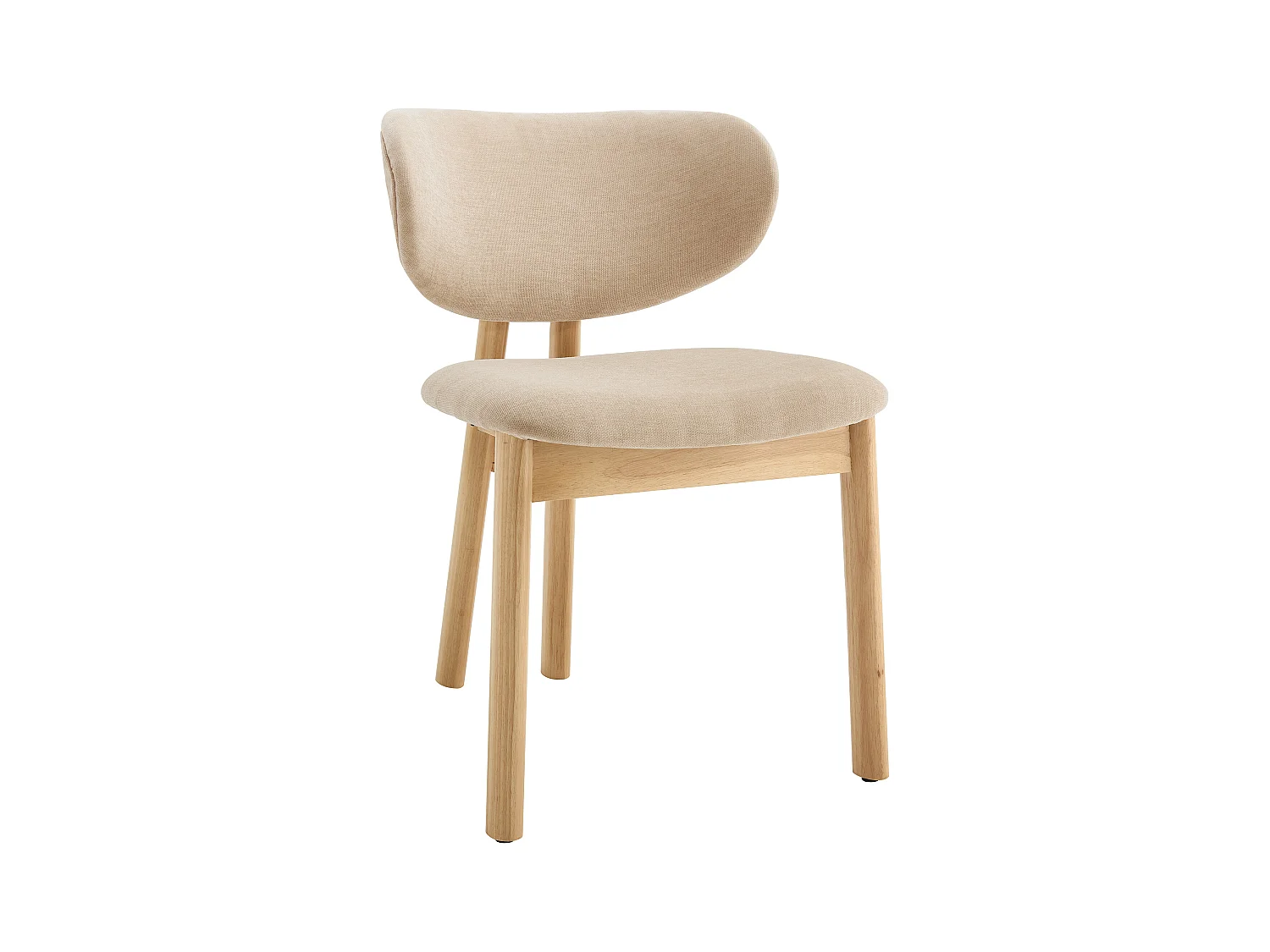 Set med 6 stolar i tyg och gummiträ - Beige - FALDRA