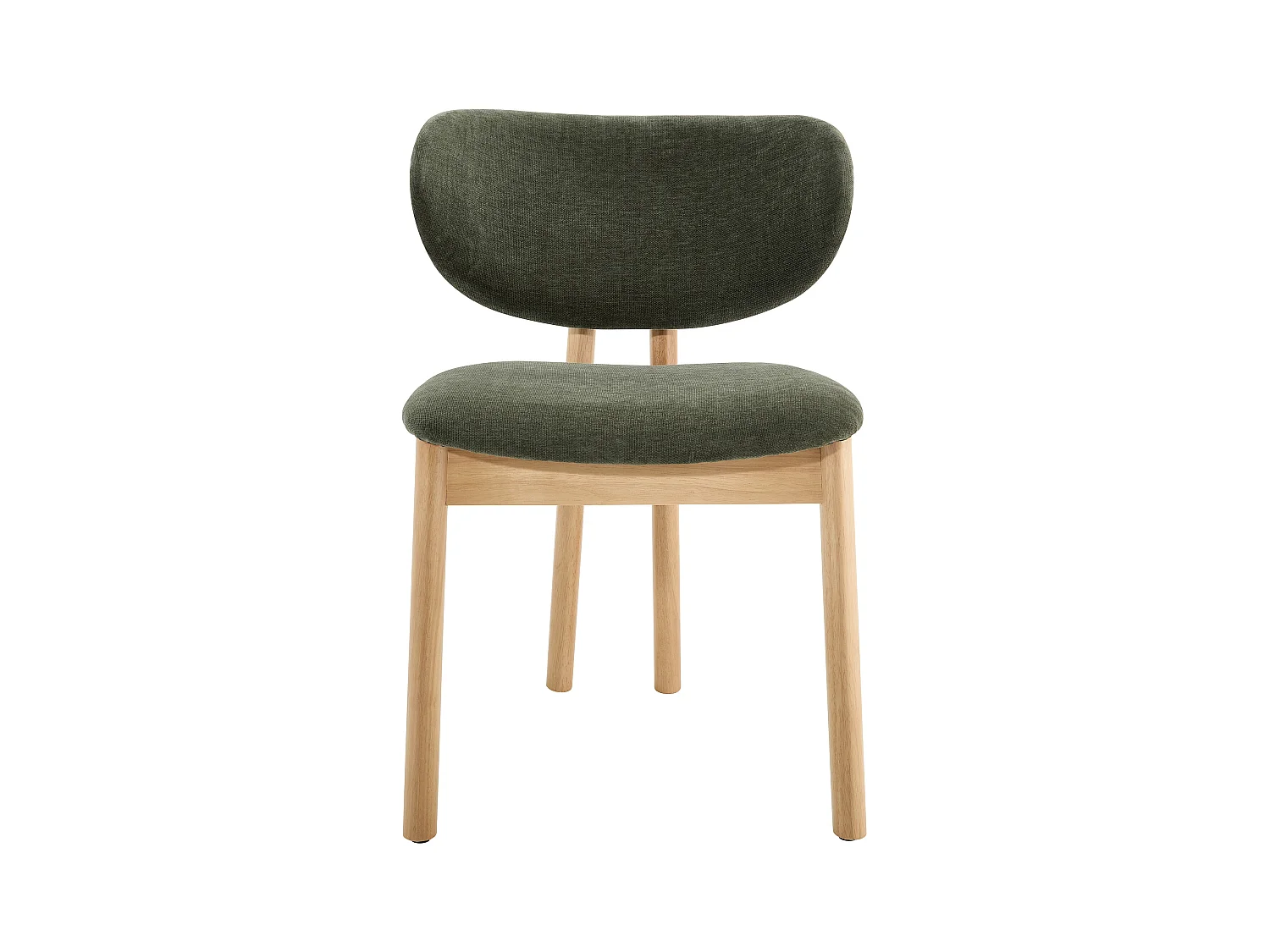 Lot de 6 chaises en tissu et bois d'hévéa - Vert - FALDRA