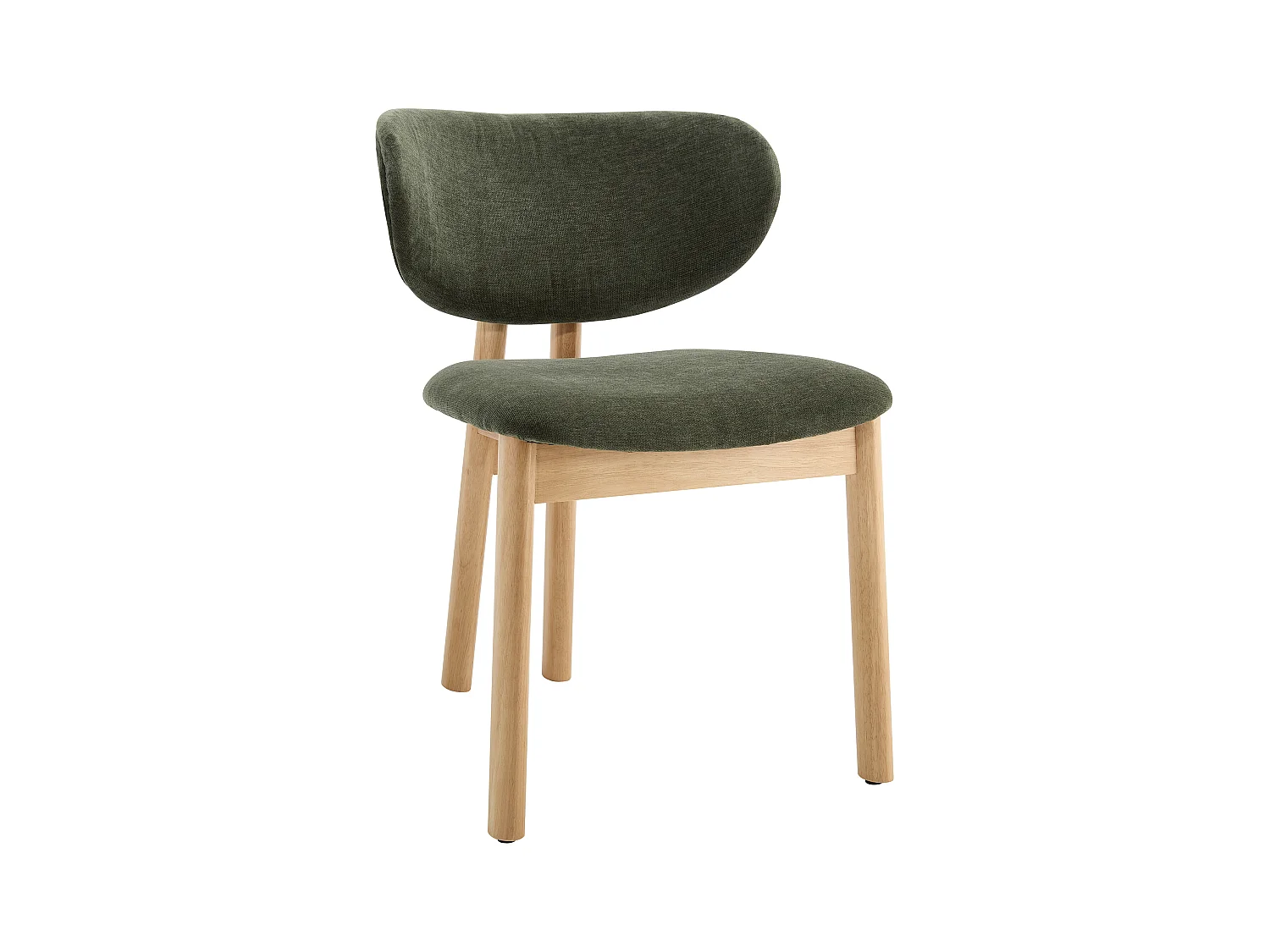 Lot de 6 chaises en tissu et bois d'hévéa - Vert - FALDRA