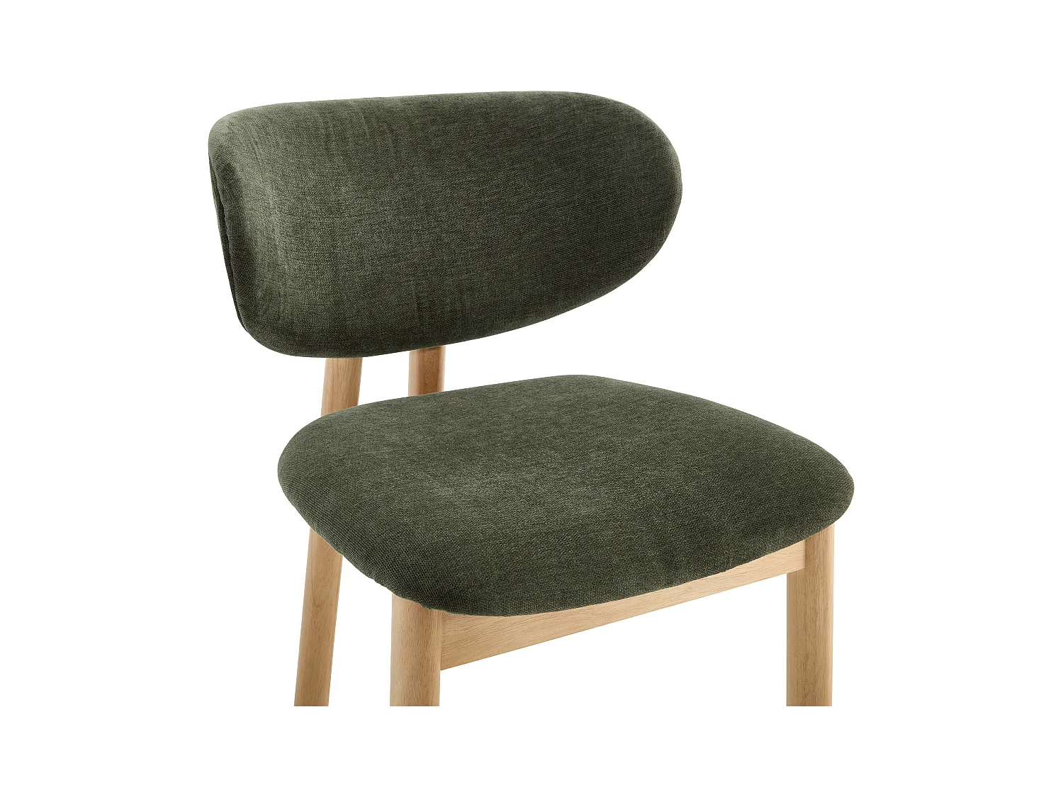 Lot de 6 chaises en tissu et bois d'hévéa - Vert - FALDRA