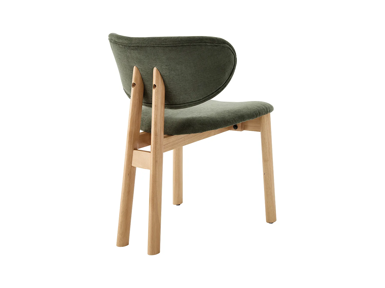 Lot de 6 chaises en tissu et bois d'hévéa - Vert - FALDRA