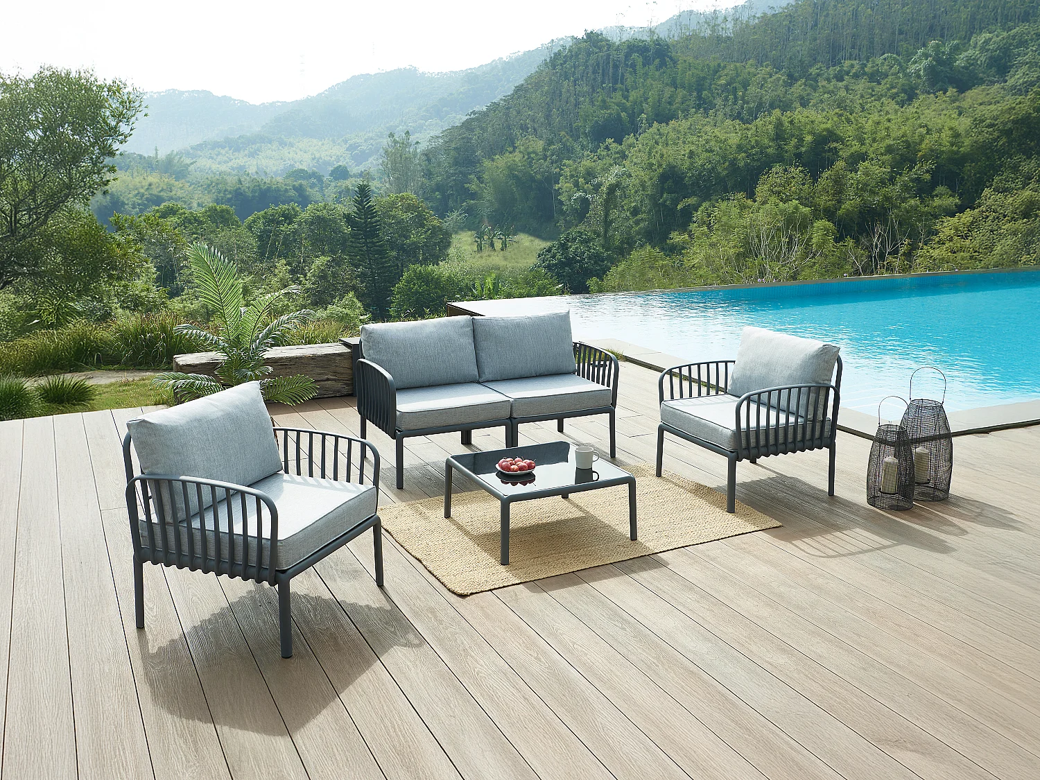 Set van 2 tuinstoelen in polypropyleen - Antraciet - CASILMA van MYLIA