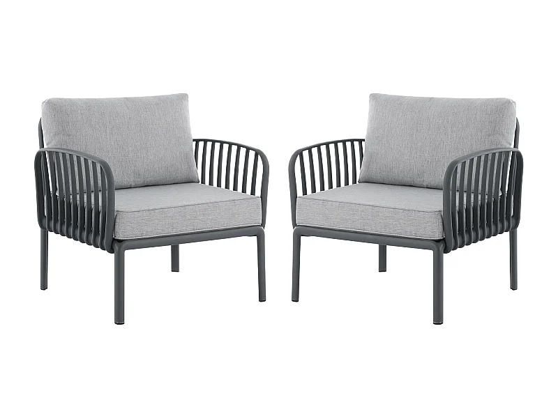 Lot de 2 fauteuils de jardin en polypropylène - Anthracite - CASILMA de MYLIA
