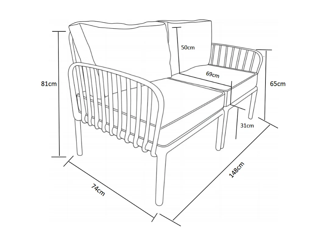Salon de jardin en polypropylène : 1 canapé 2 places et une table basse - Anthracite - CASILMA de MYLIA