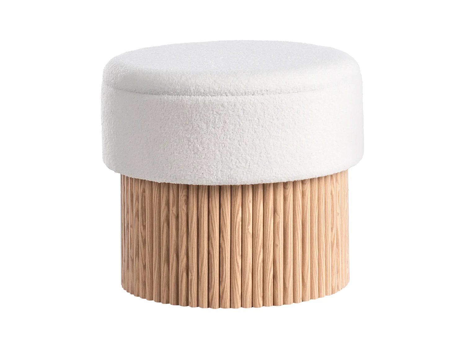 Pouf de rangement RICHEY Bouclé Blanc cassé