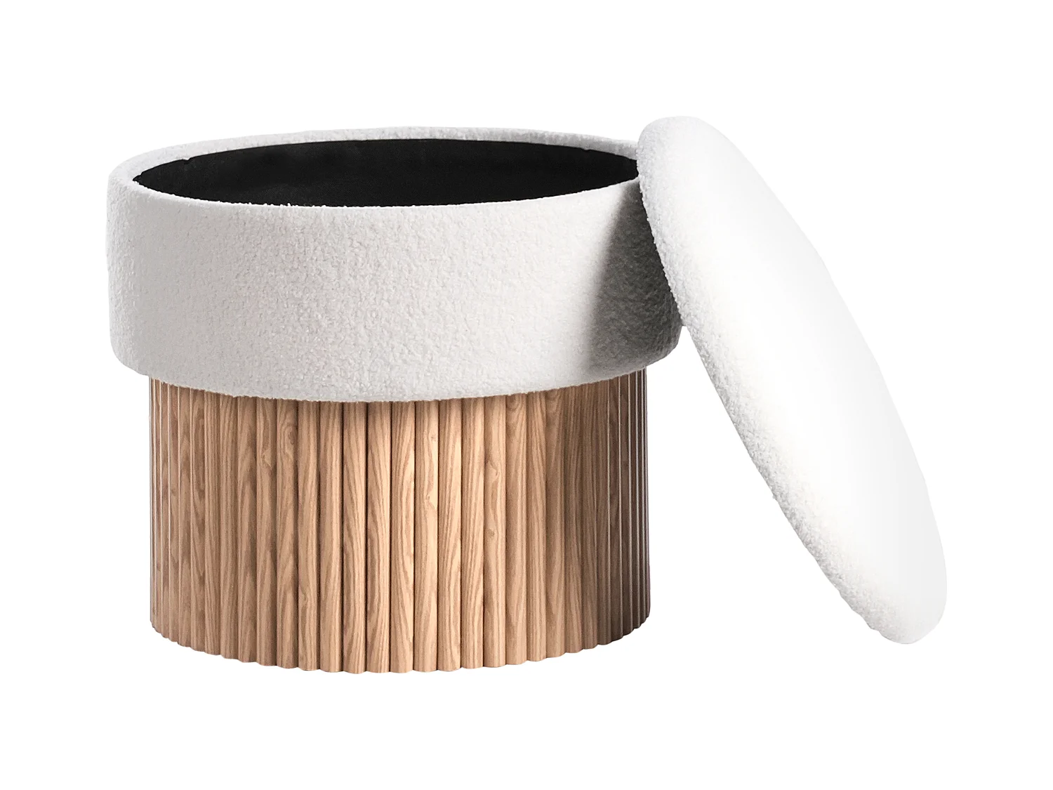 Pouf de rangement RICHEY Bouclé Blanc cassé