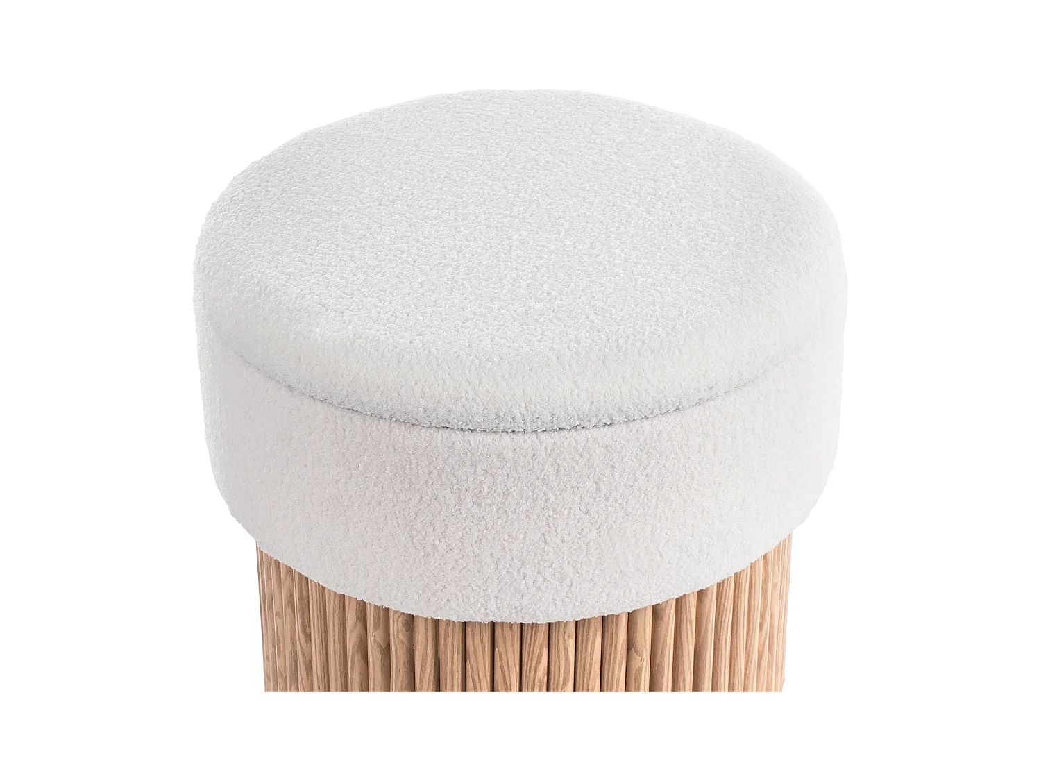 Pouf de rangement RICHEY Bouclé Blanc cassé