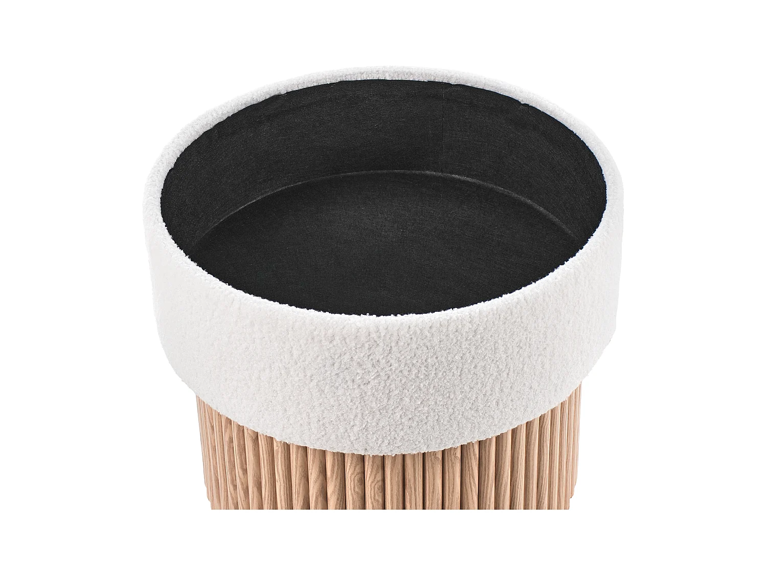 Pouf de rangement RICHEY Bouclé Blanc cassé