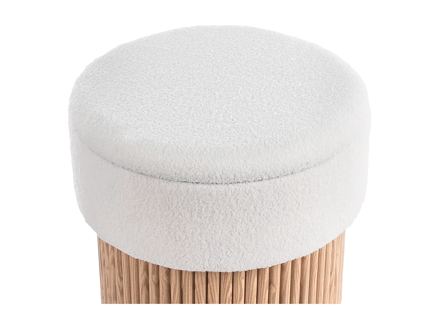 Pouf de rangement RICHEY Bouclé Blanc cassé