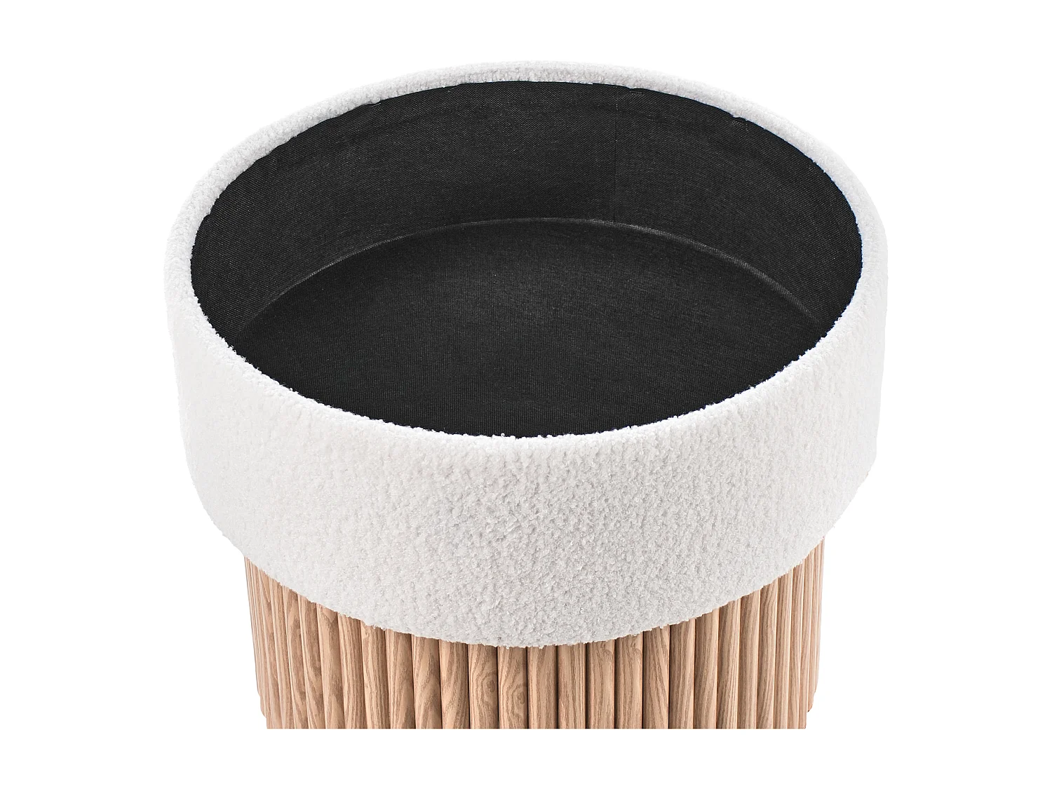 Pouf de rangement RICHEY Bouclé Blanc cassé