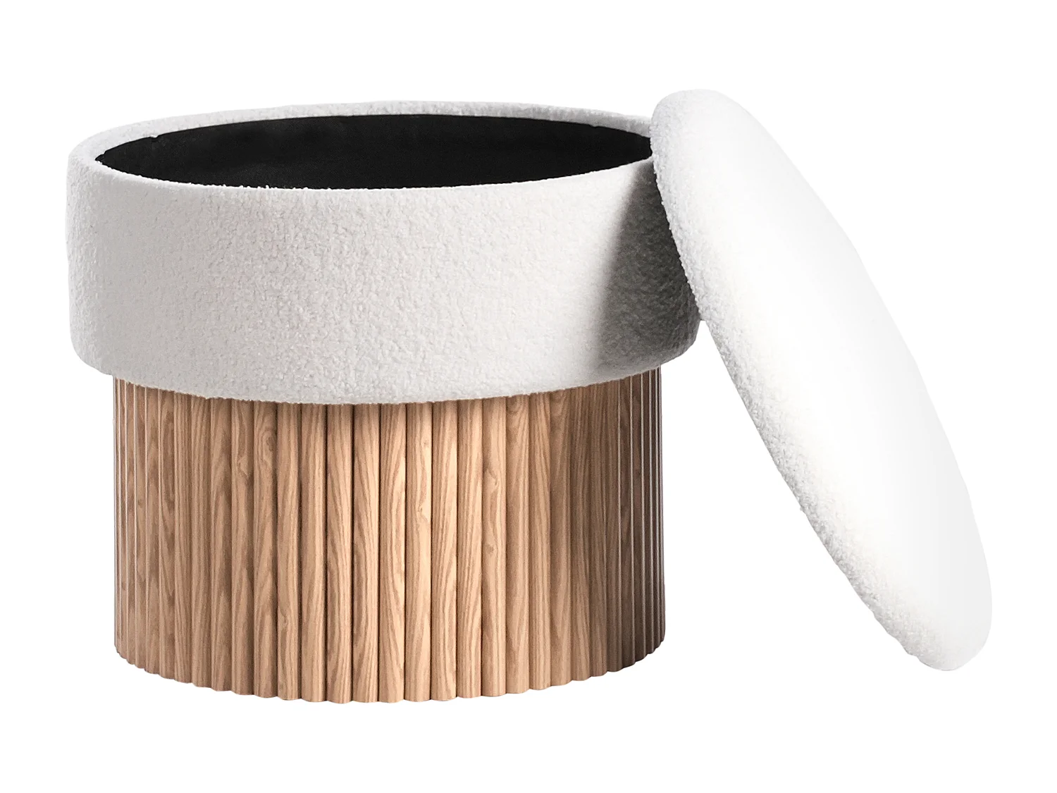 Pouf de rangement RICHEY Bouclé Blanc cassé