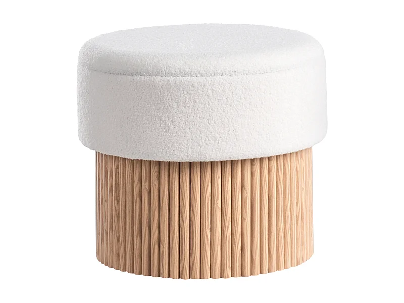 Pouf de rangement RICHEY Bouclé Blanc cassé