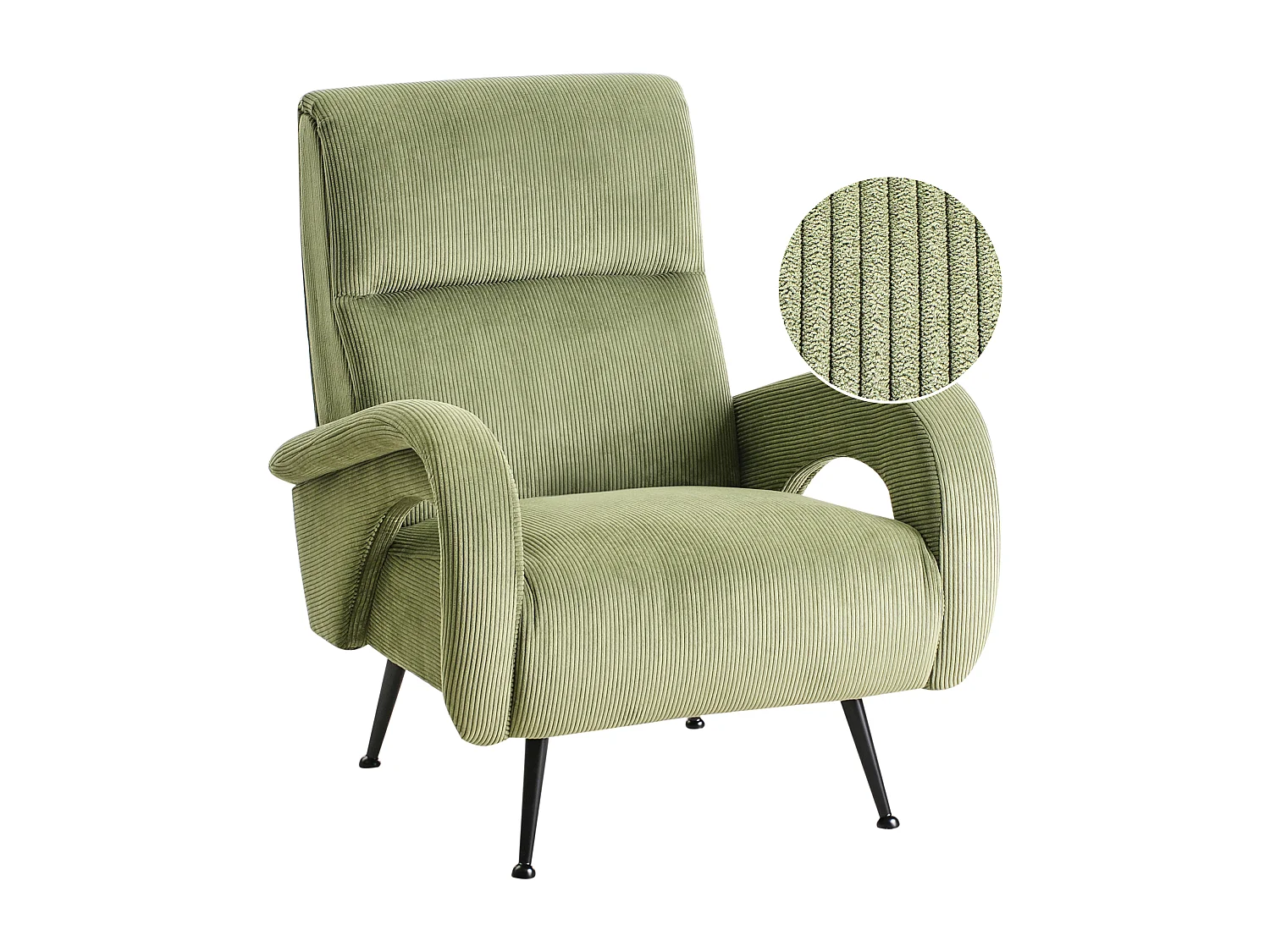 Fauteuil en velours côtelé vert SVALOV
