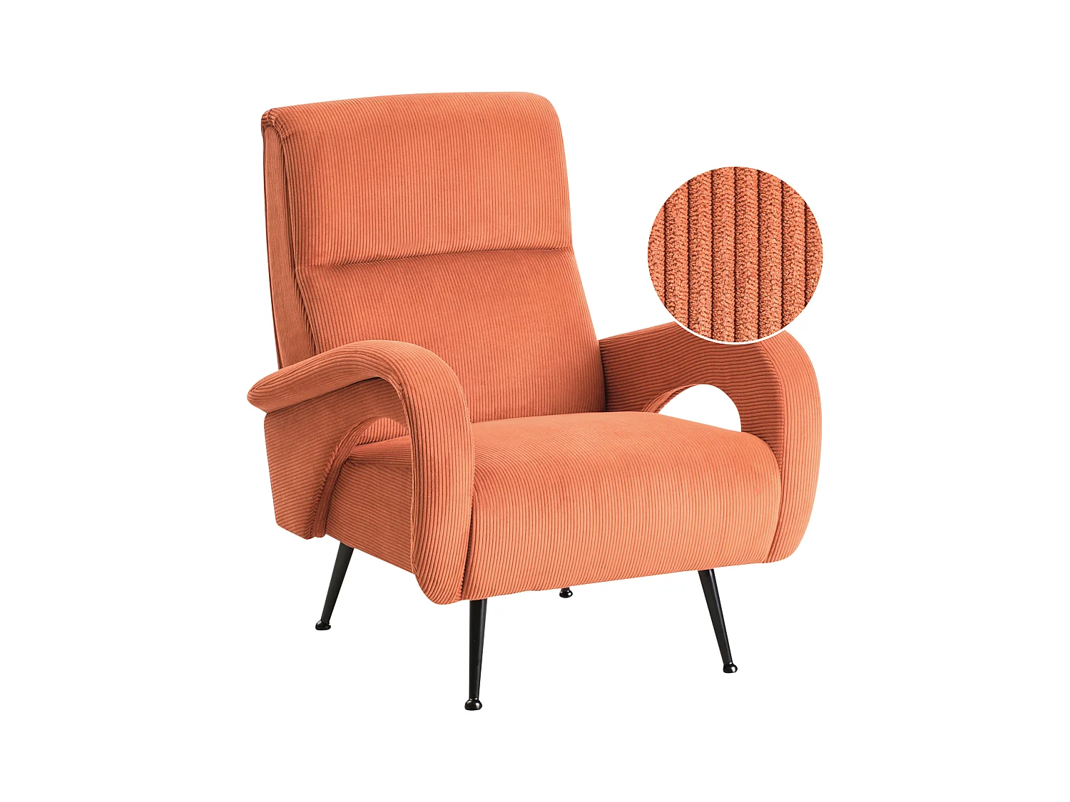 Fauteuil SVALOV Velours côtelé Orange