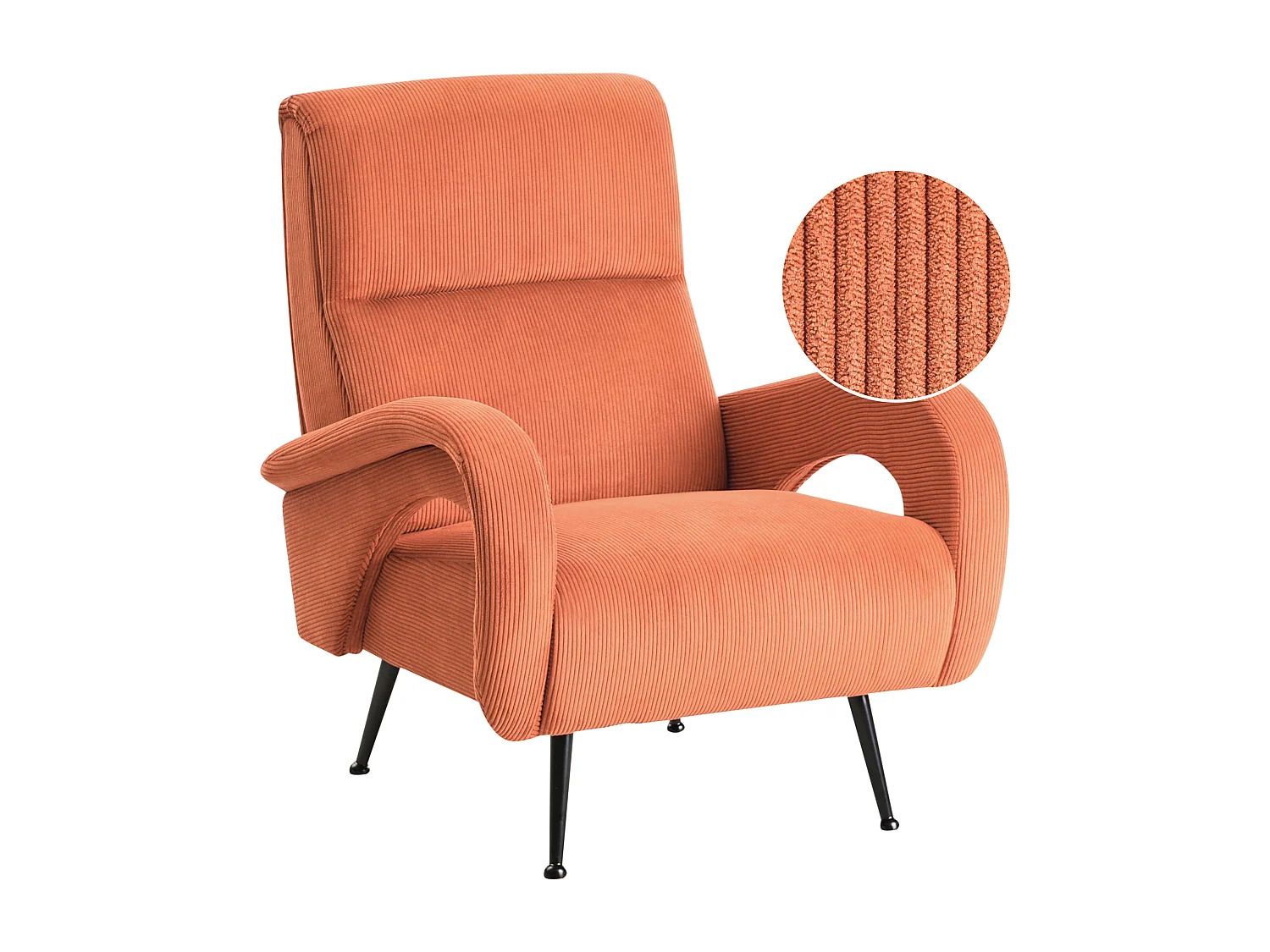 Fauteuil SVALOV Velours côtelé Orange
