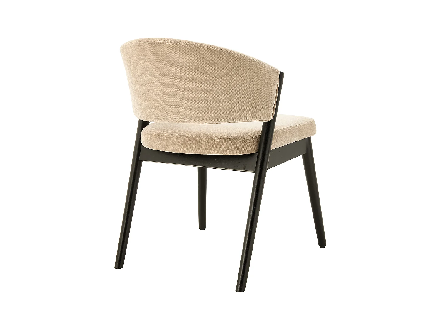 Lot de 6 chaises en tissu et bois d'hévéa noir - Beige - ZELVYN