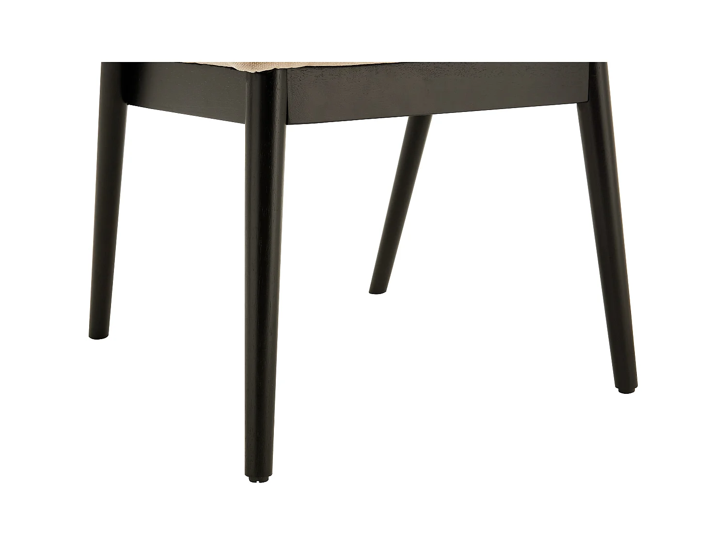 Lot de 6 chaises en tissu et bois d'hévéa noir - Beige - ZELVYN