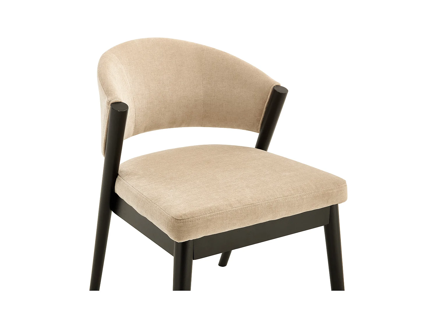 Lot de 6 chaises en tissu et bois d'hévéa noir - Beige - ZELVYN